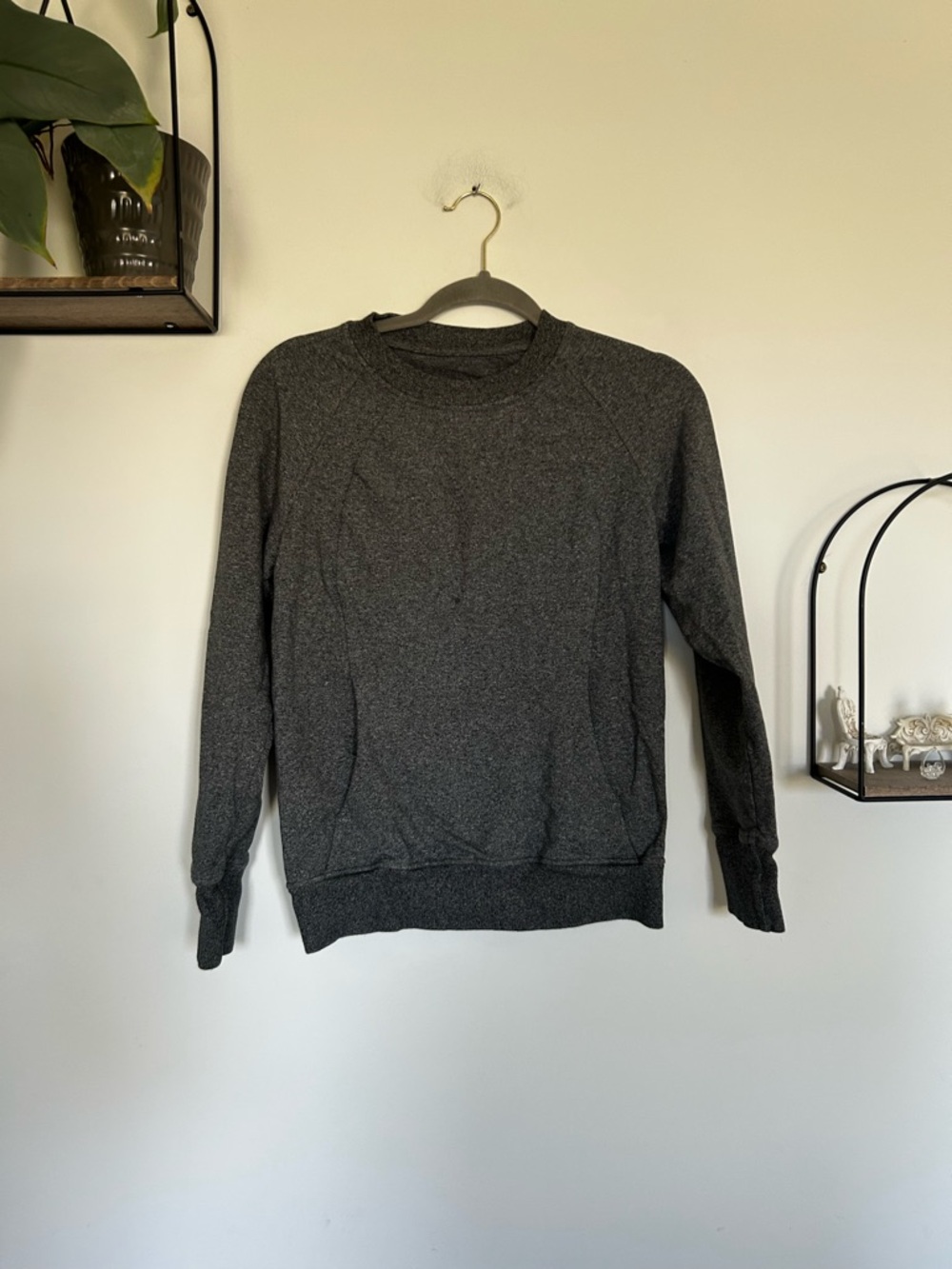 Lululemon Scuba Crew Heathered Speckled Gray Black Long Sleeve Sweatshirt Size 4